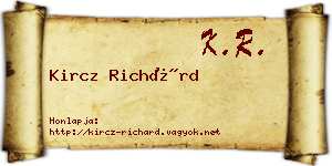 Kircz Richárd névjegykártya